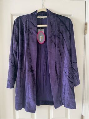 PRUE x Kettlewell Plush Velvet Wrap Jacket in Blueberry Purple Small NWT Holiday